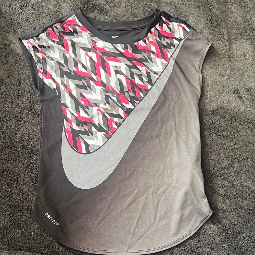 Nike  Dynamic Gray and Pink Muscle Tee